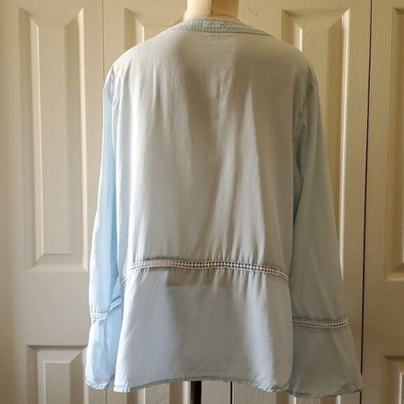Tunic Blouse V Neck Long Sleeve Baby Blue Time & Tru Women's WOMAN'S Extra Large - Picture 5 of 11